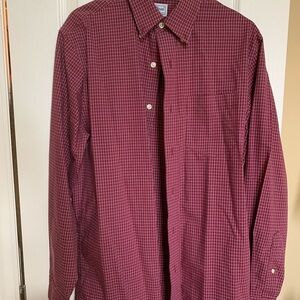LL Bean Men's Burgundy Checkered Shirt